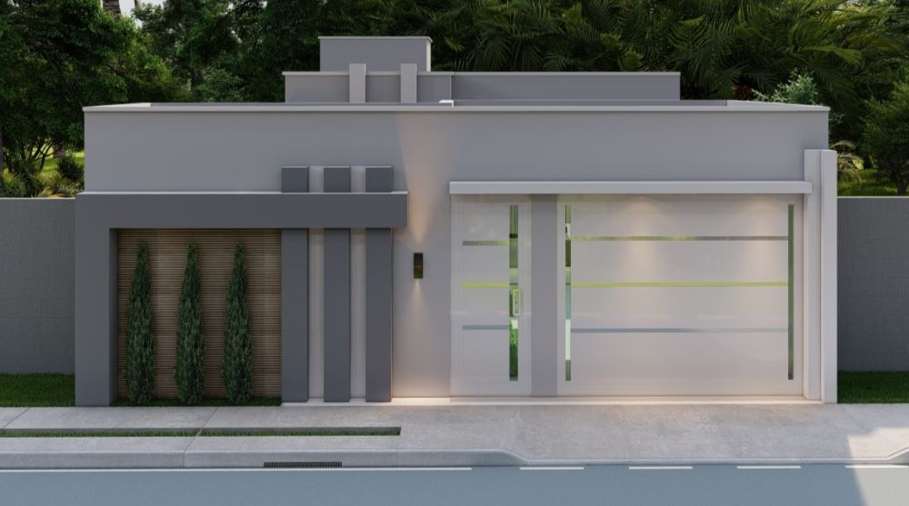 Planta de casa térrea em terreno de 9x20 metros com três quartos
