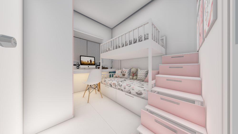Planta de casa térrea em terreno de 9x20 metros com três quartos