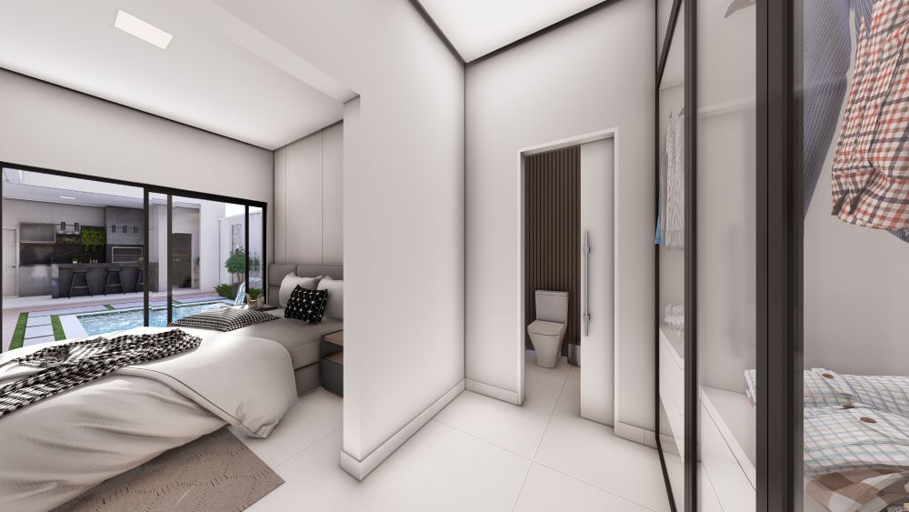 Projeto em Terreno de 10x30 Metros com Três Quartos 