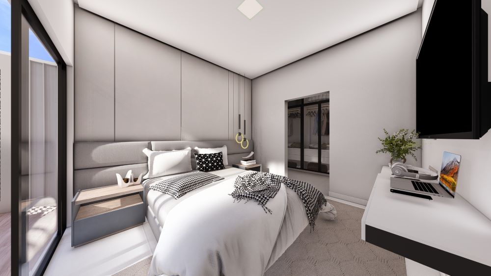 Projeto em Terreno de 10x30 Metros com Três Quartos 