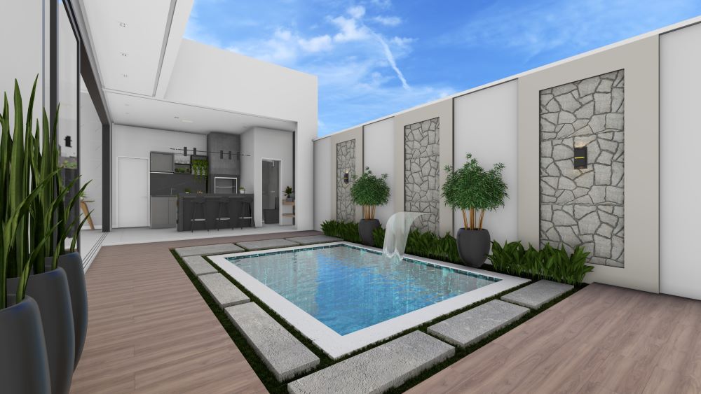 Projeto em Terreno de 10x30 Metros com Três Quartos 