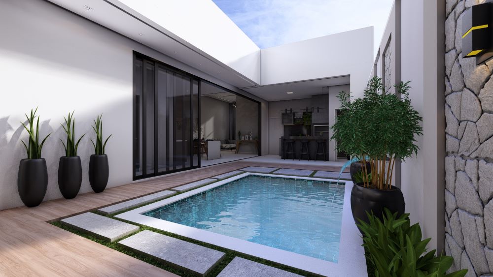 Projeto em Terreno de 10x30 Metros com Três Quartos 