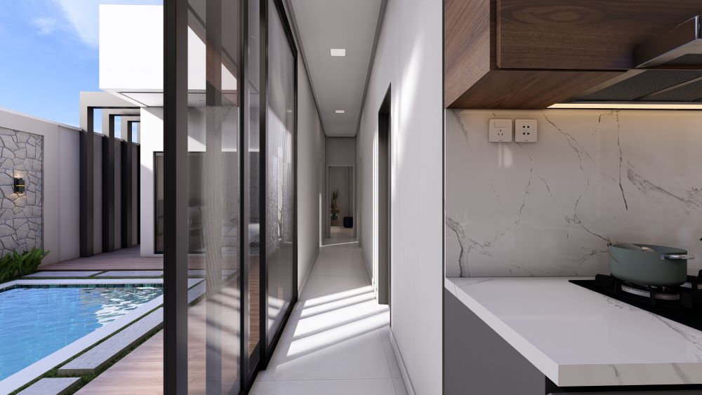 Projeto em Terreno de 10x30 Metros com Três Quartos 