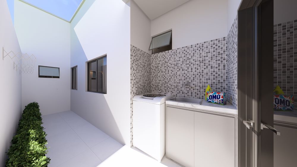 Projeto em Terreno de 5x20 Metros com Dois Quartos 