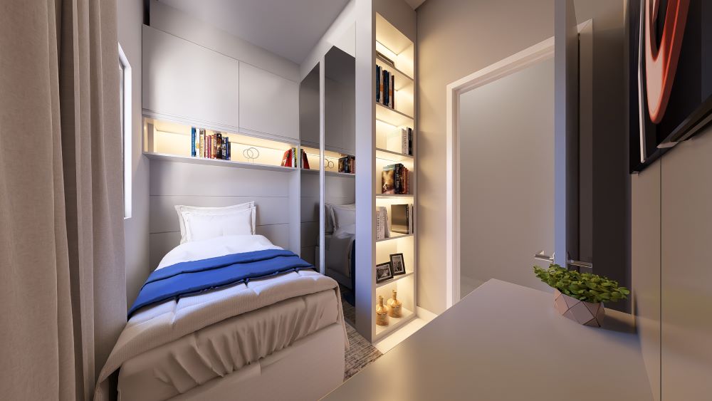 Projeto em Terreno de 5x20 Metros com Dois Quartos 