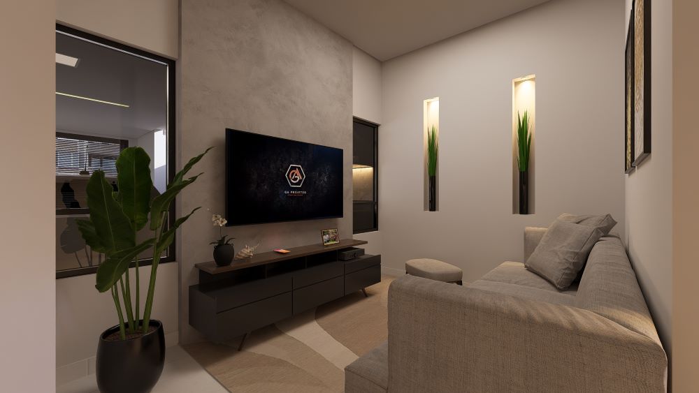 Projeto em Terreno de 5x20 Metros com Dois Quartos 