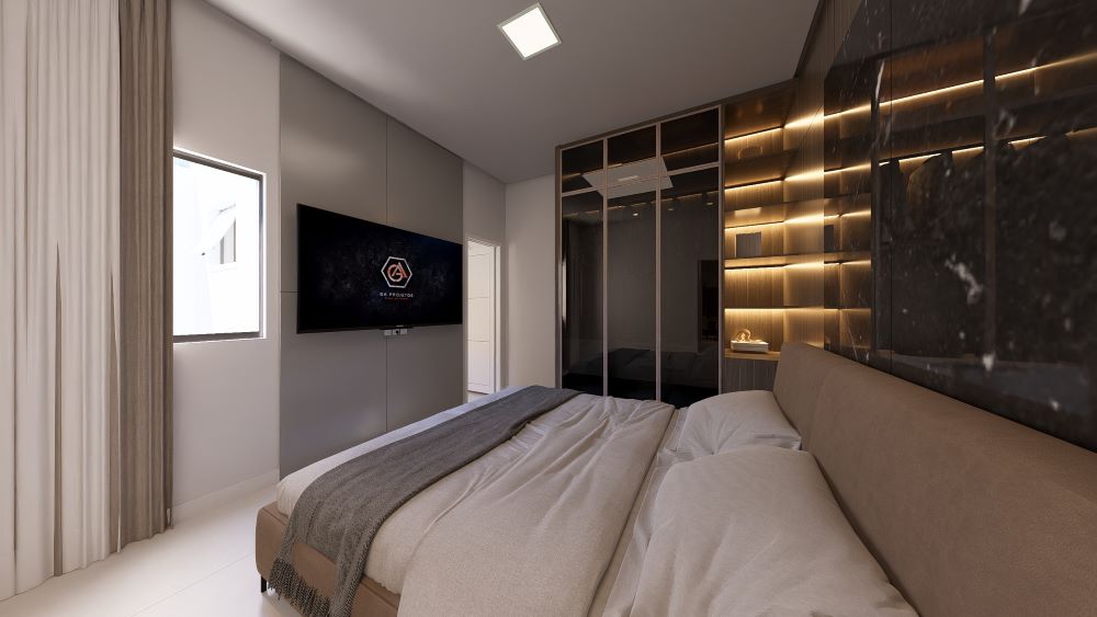 Projeto em Terreno de 5x20 Metros com Dois Quartos 
