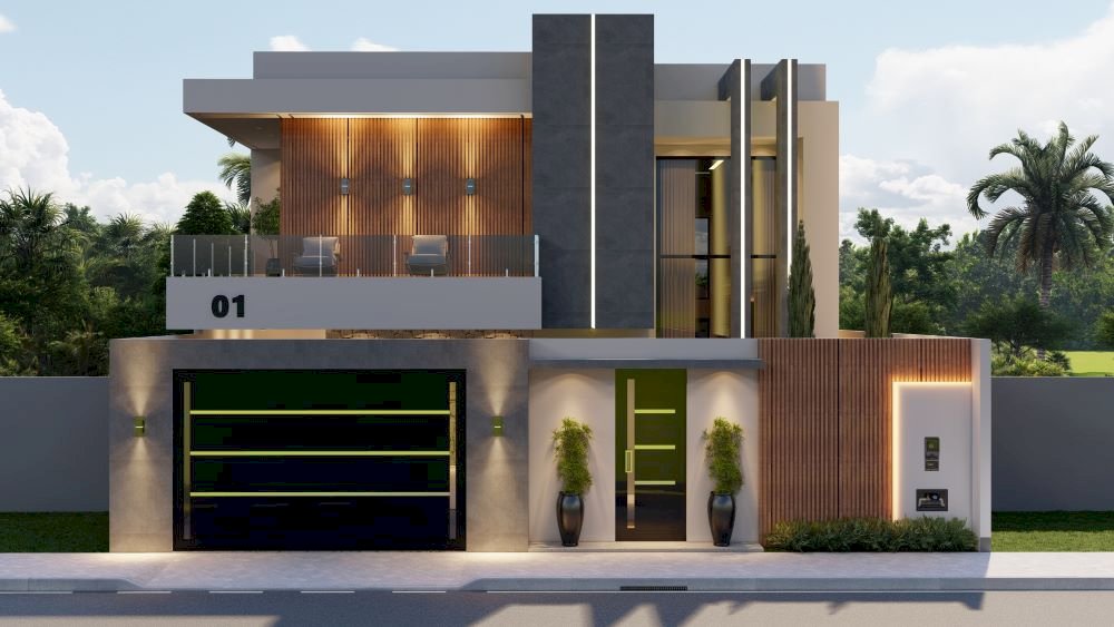 Projeto em terreno de 12x30 metros com três quartos e piscina